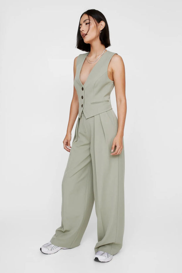 Essentials Double Pleat Straight Leg Trouser