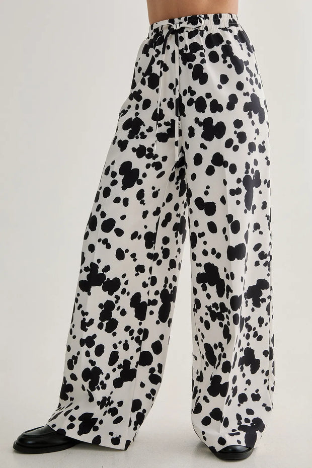 Spot Print Tailored Drawstring Waist Trouser