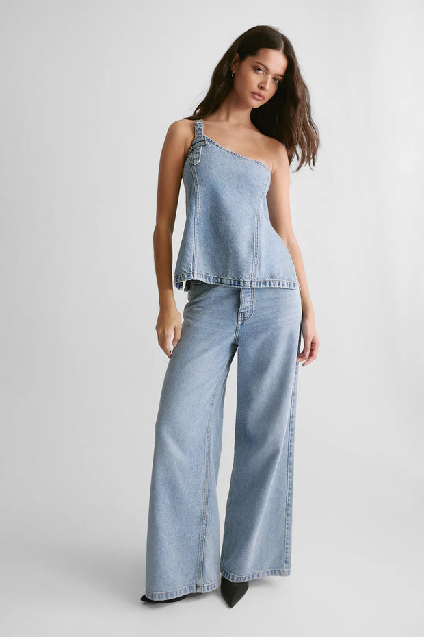 The Denim One Shoulder Top